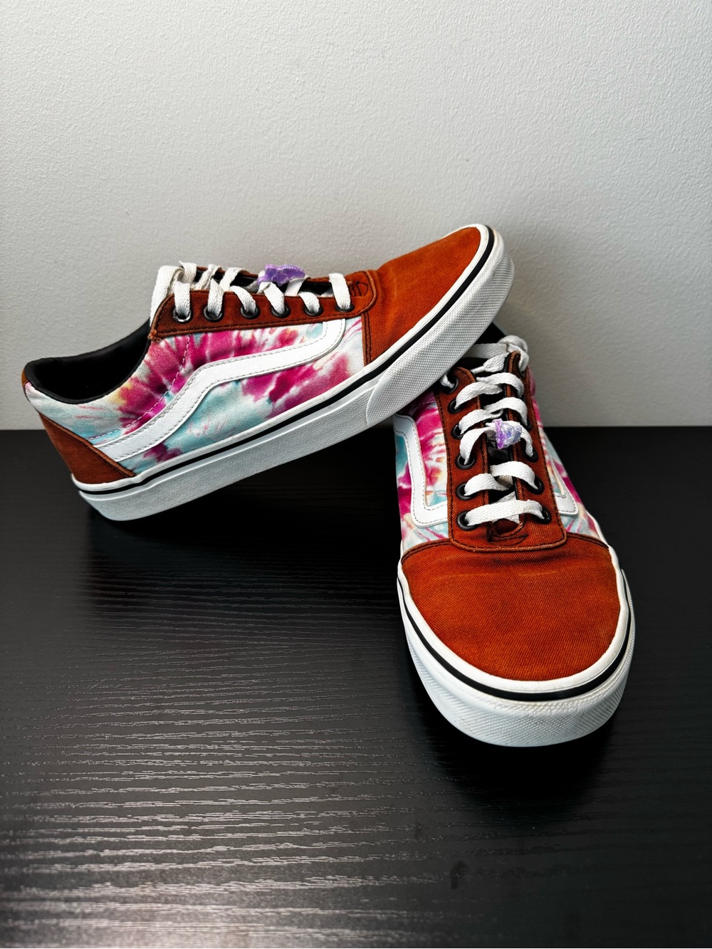 Vans Rust Brown Tie-Dye Low-Top Sneakers - Pink & Blue Accent